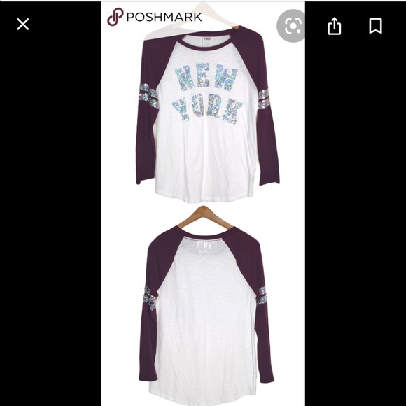 PINK Victoria's Secret Tops - VS Pink Sequin New York Bling baseball Tee